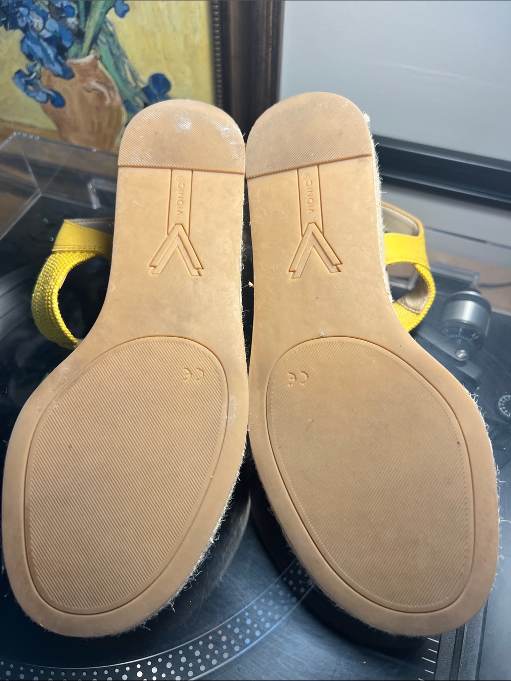 VIONIC Yellow Canvas Espadrille Wedge Sandals - Picture 7 of 7